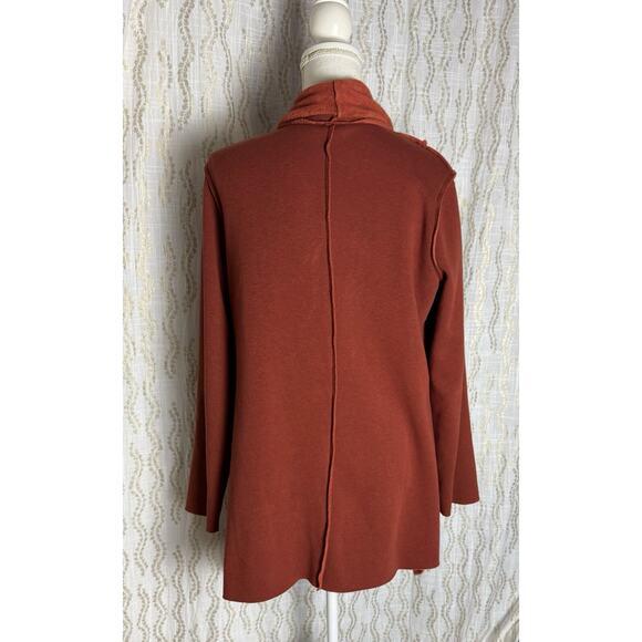 Soft Surroundings Fleece Cascading Cardigan Women's Size Small Orange Pockets - Picture 3 of 6